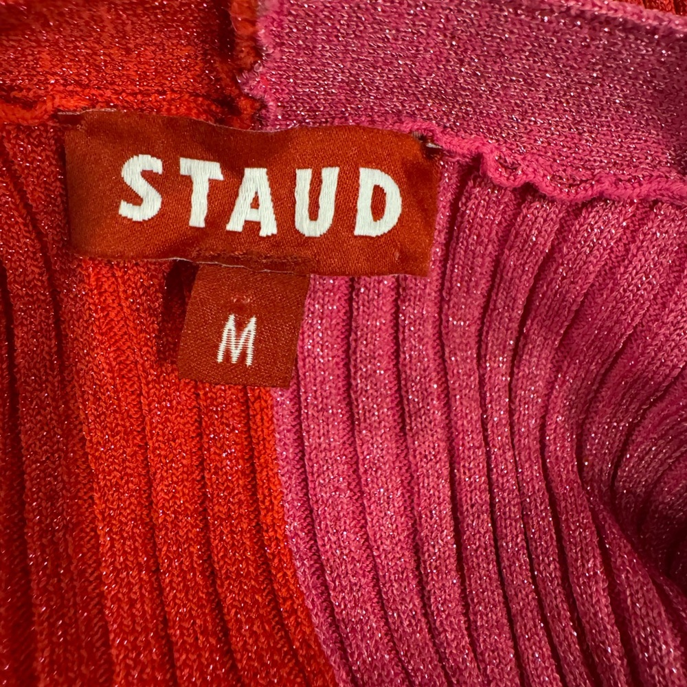 STAUD Shoko Pink Quartz ribbed-knit Midi dress Size Medium M - Picture 7 of 9